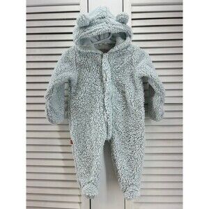 Magnetic me size 6M pale blue Sherpa fleece snowsuit bunting